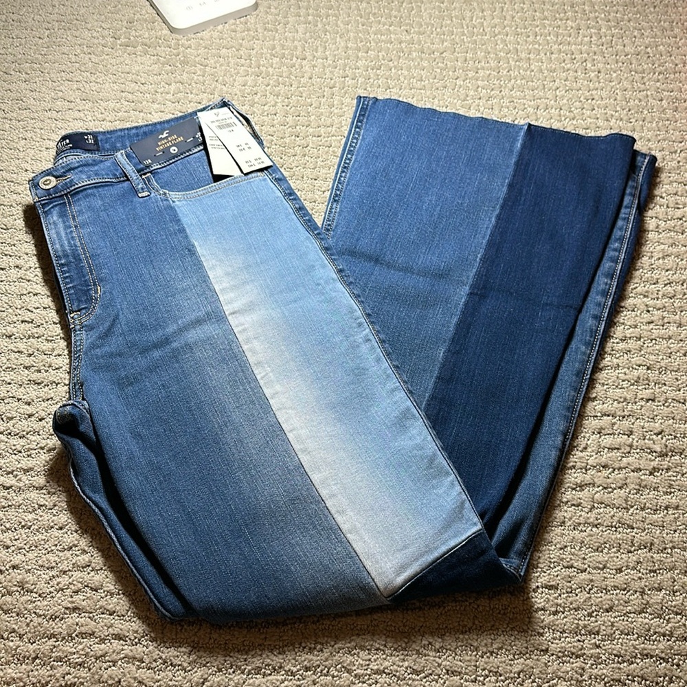 nwt color block flare jeans